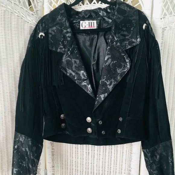 G3 Fashion Leathers Jackets & Blazers - Vintage 1980's Womens Black Leather Fringe Crop